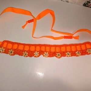 Handmade Orange Crochet Choker Necklace